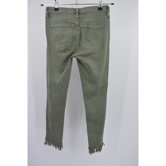 Free People Green Great Heights Distressed Skinny Crop Jeans Size 25 - Picture 5 of 10